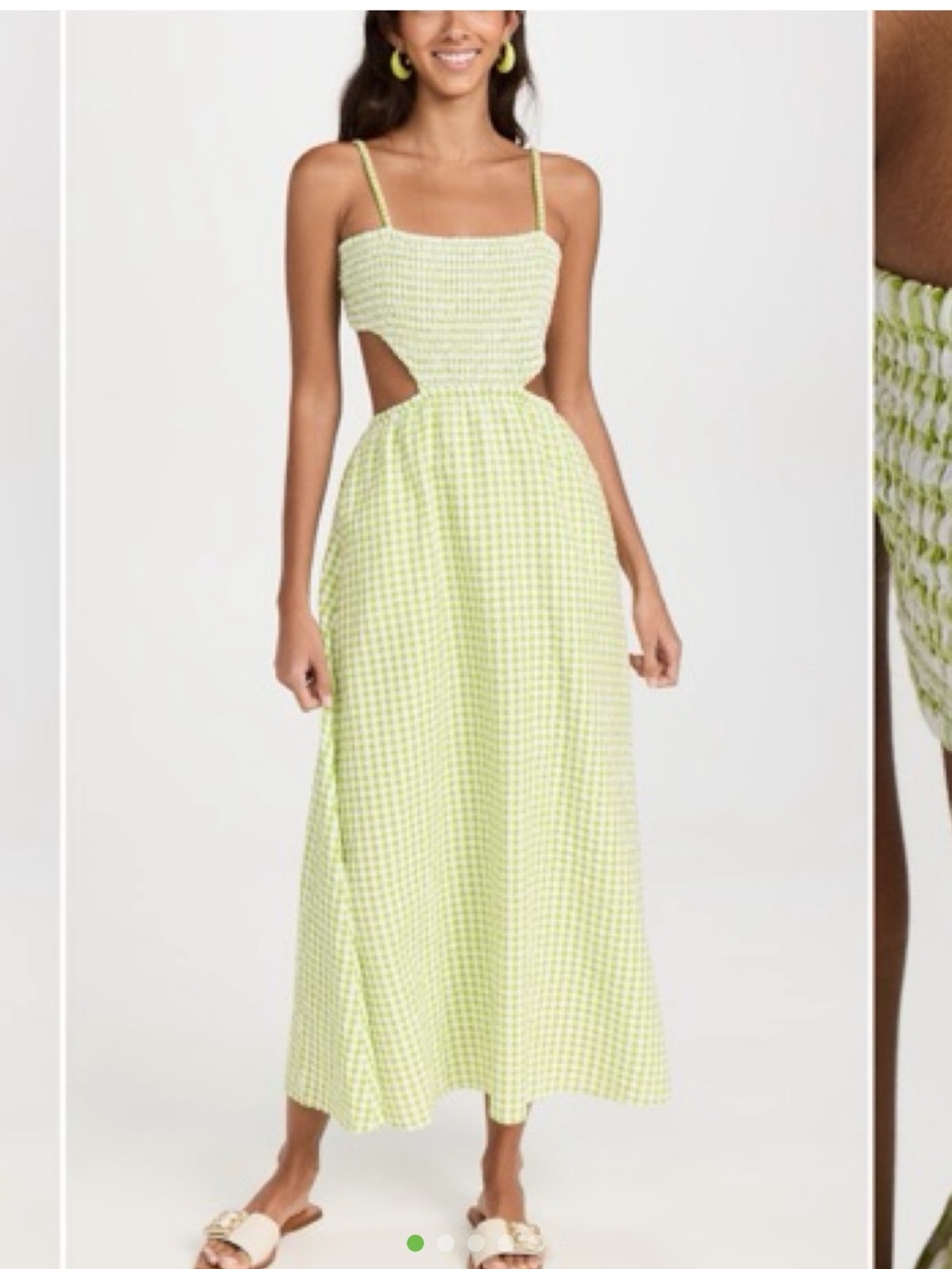 SAYLOR Lime Gingham Midi Dress with Cutouts